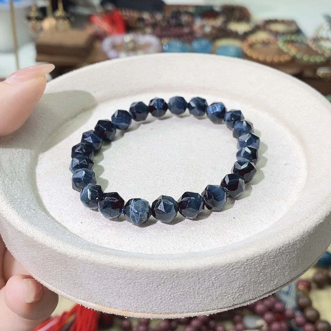 珠串蓝色虎眼8mm切面