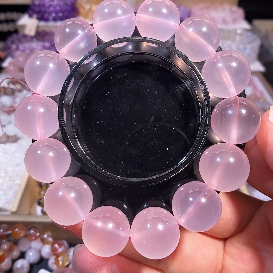 未镶嵌手链水晶马达加斯马粉全净体15.5mm
