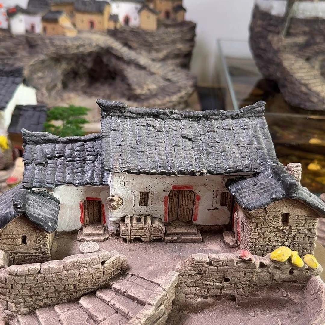 祝***萧陶瓷复古农家小院摆件