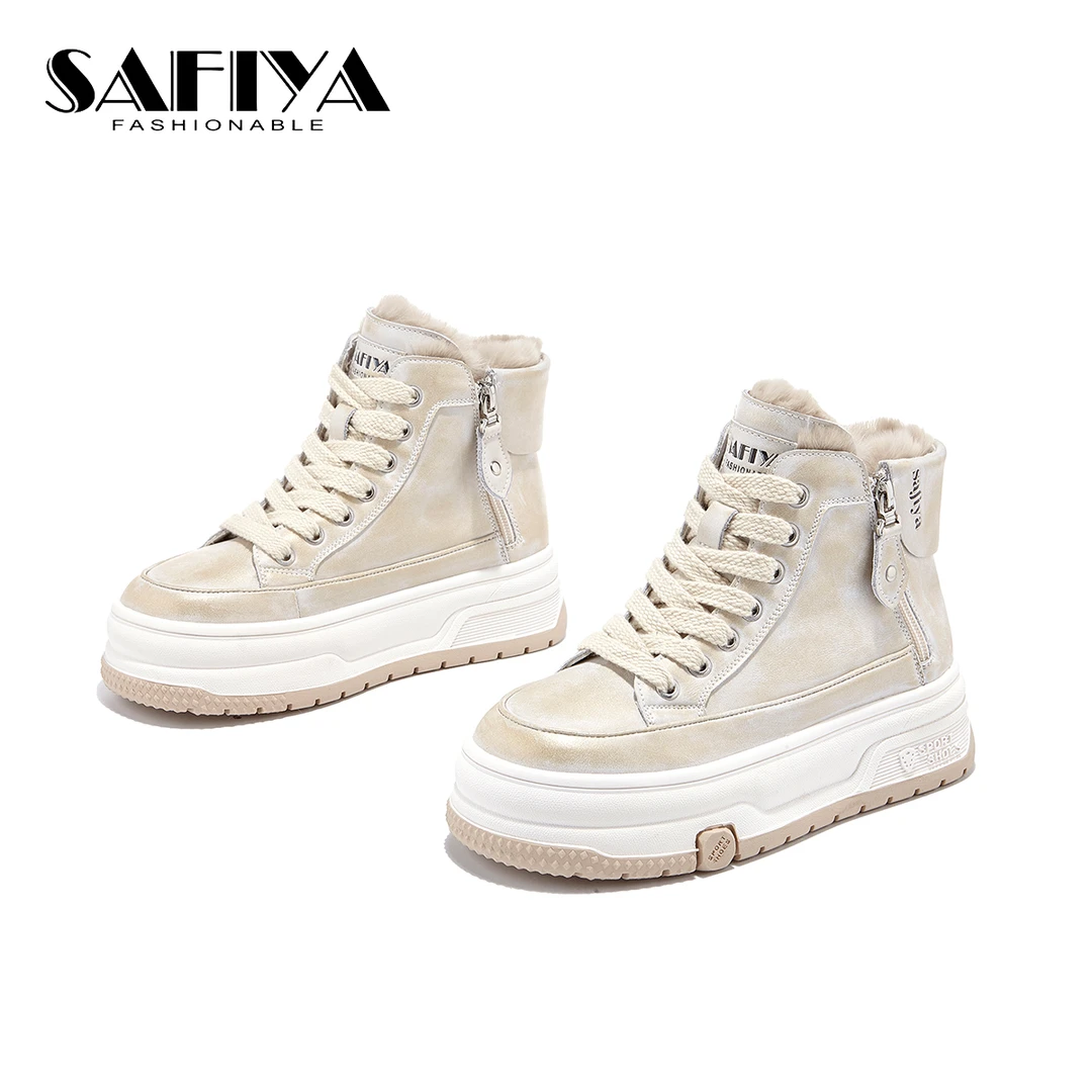 索菲娅Safiya冬季新款时尚舒适兔毛加绒雪地靴女SF44118A19