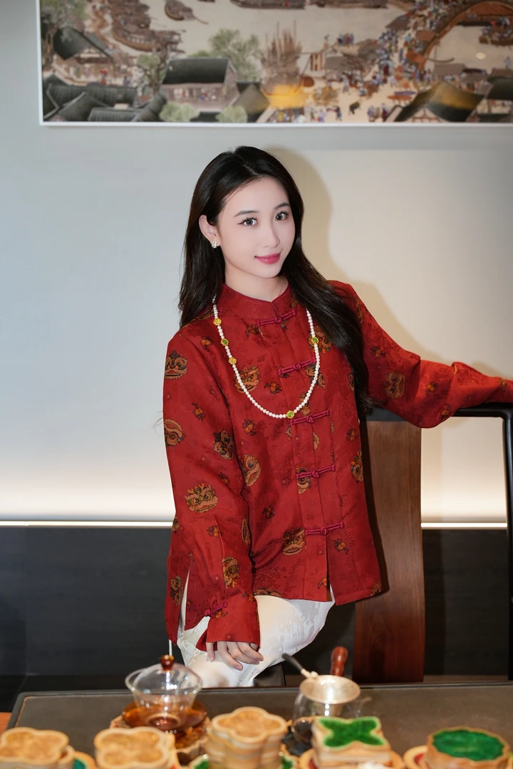 蓝大【诗意】新中式国风桑蚕丝开衫上衣7427