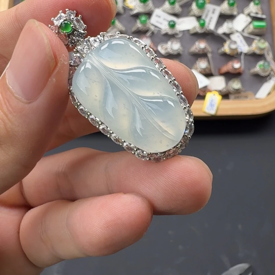 翡翠银S925镶嵌戒指天然缅甸翡翠A货