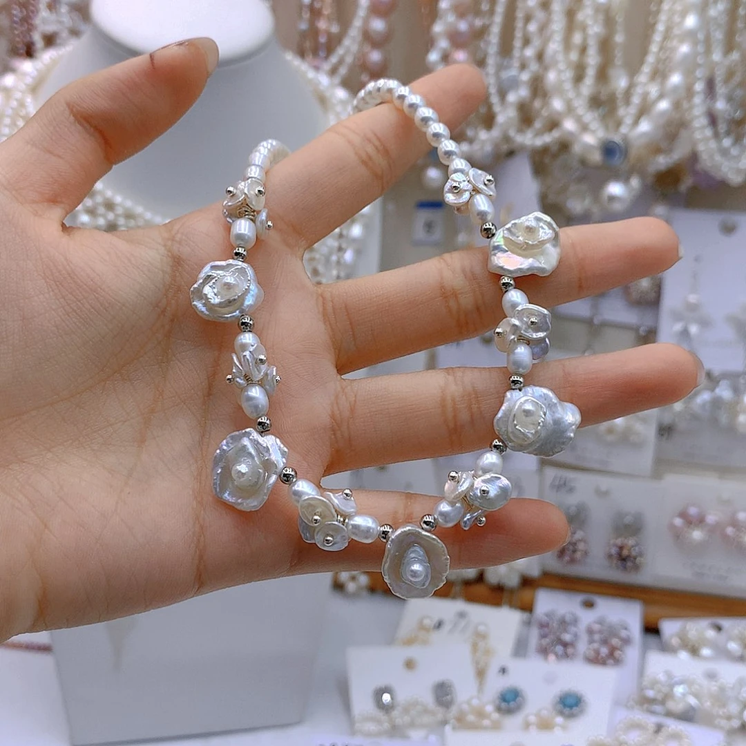 银S925镶嵌淡水珍珠发饰奶**儿