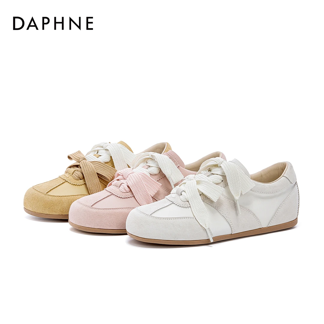 达芙妮芭蕾风德训鞋女2025春季新款丑萌运动百搭双色系休闲板鞋