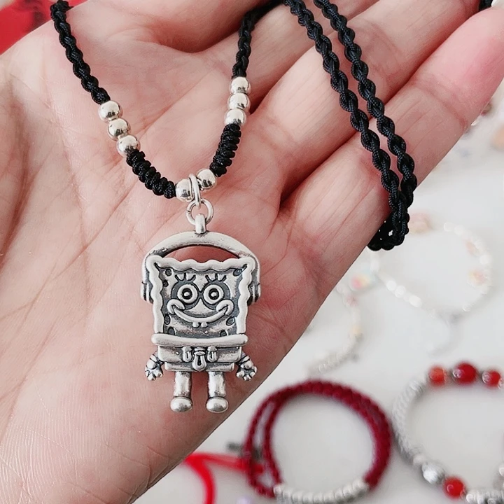 珐琅吊坠足银海绵宝