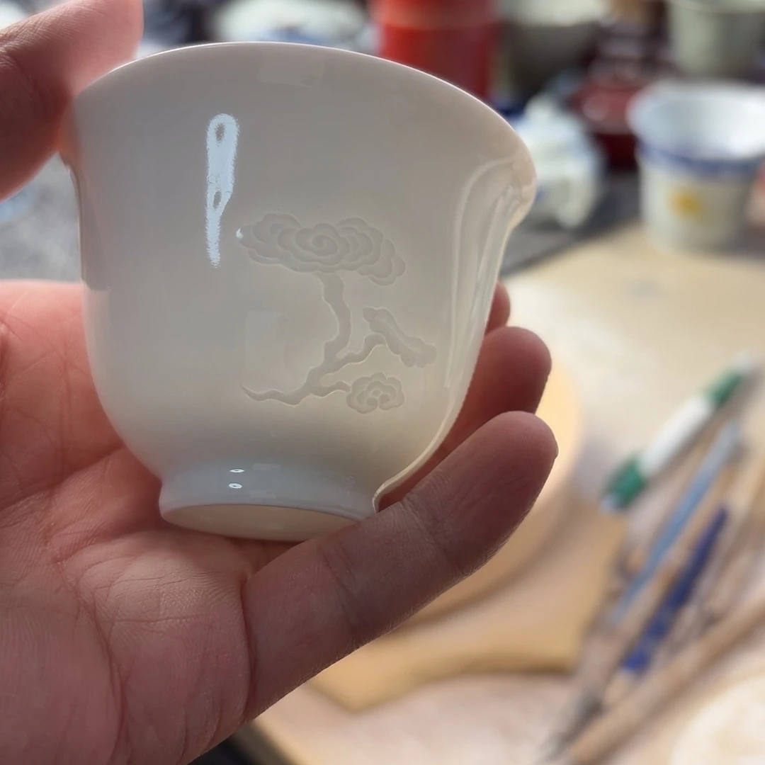 摆件雕刻青白林芝主人杯