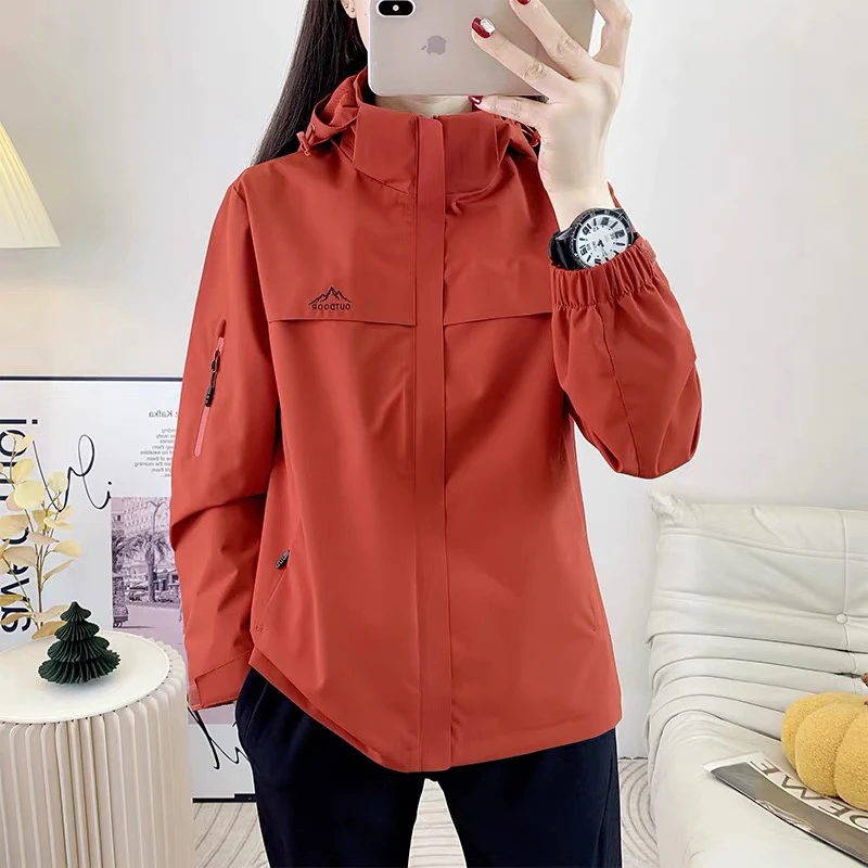 女款春秋冲锋衣登山服男户外防风防水运动衣服网眼内衬休闲外套