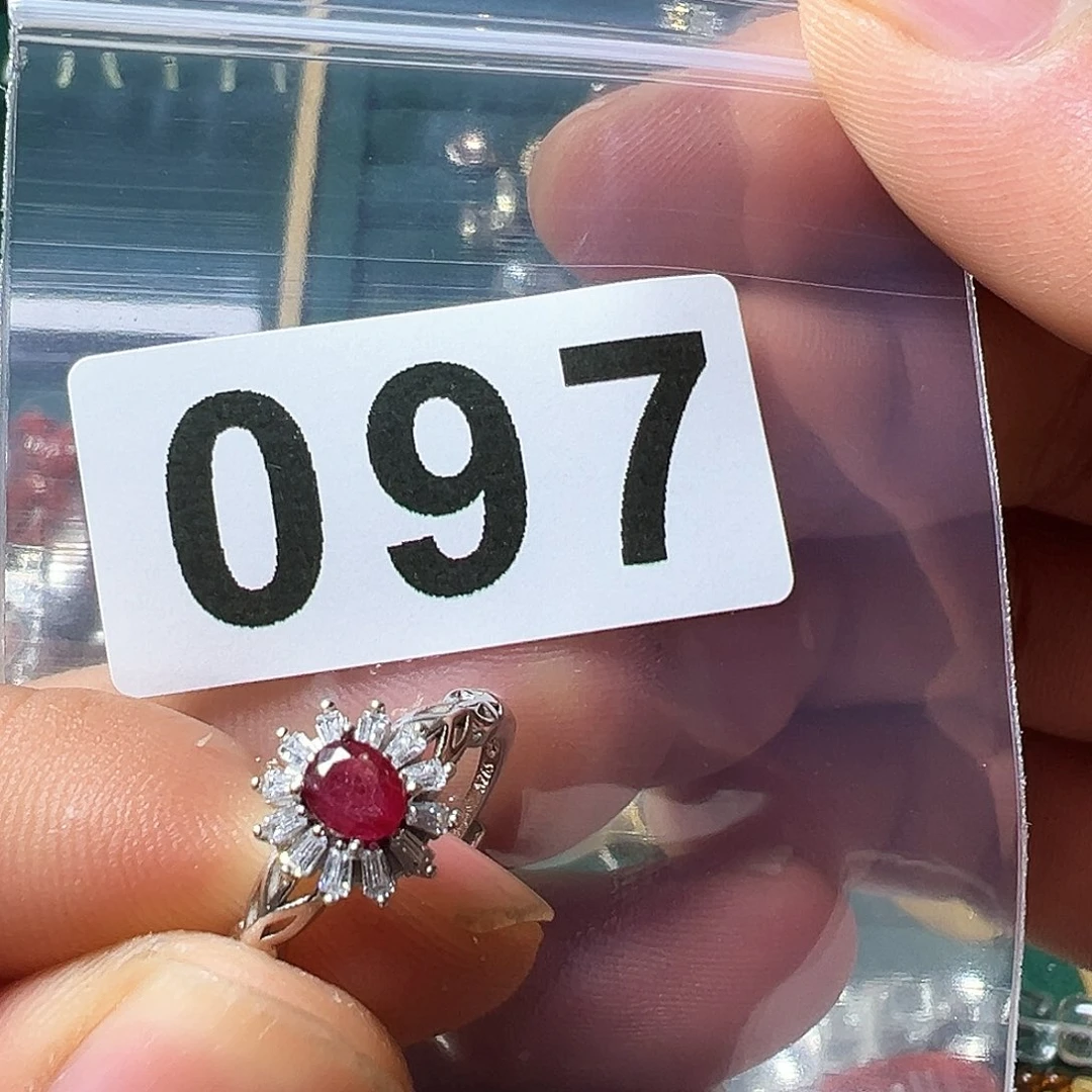 红宝石戒指银S925镶嵌温**娘