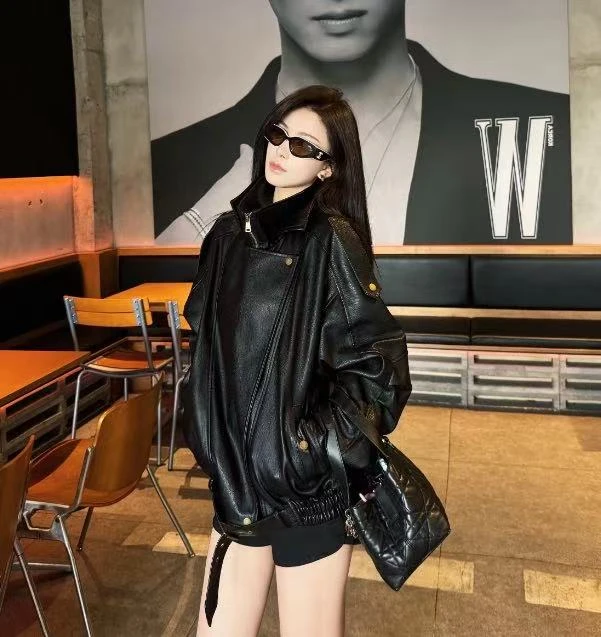 2025春秋新款复古百搭机车高级感泡皮夹克