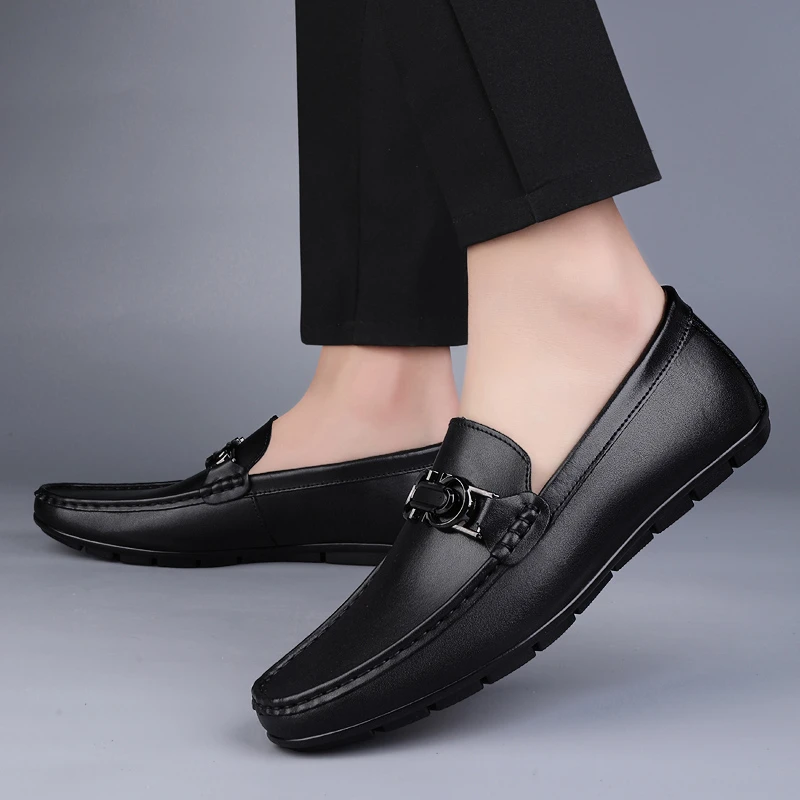 豆豆鞋男款2025新款英伦风男士休闲皮鞋通勤软底透气男鞋百搭鞋子