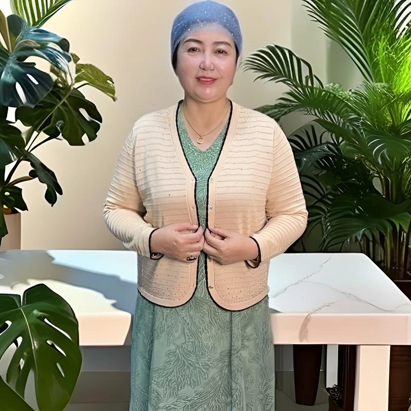 春夏装新款时尚气质修身中年妈妈纯色开衫