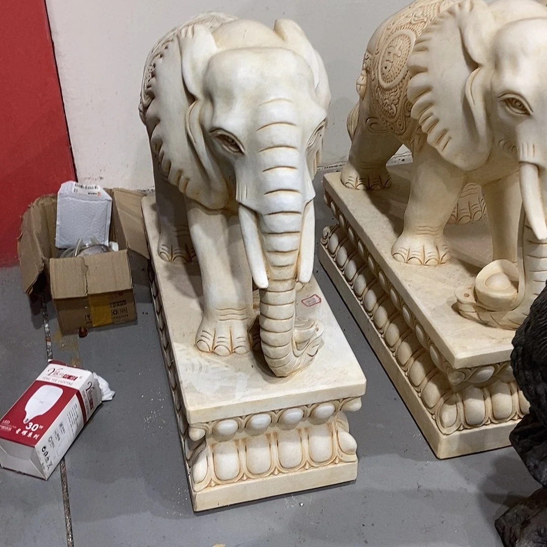 石材汉白玉大象一对