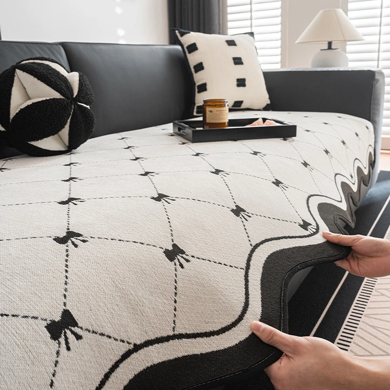 蝴蝶异形雪尼尔沙发垫防滑四季通用新款沙发坐垫高级感轻奢盖布巾