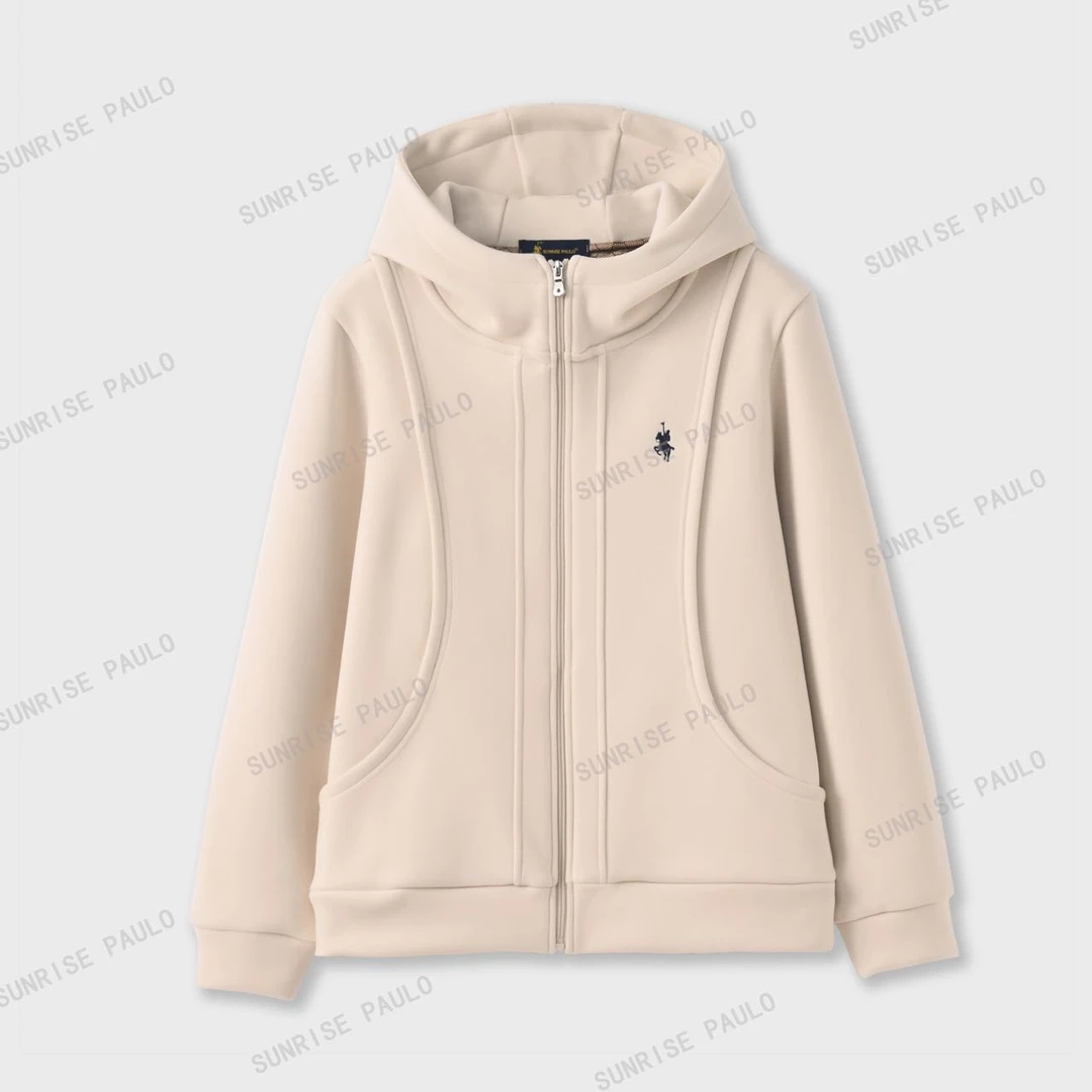 8777-冬款女士防风石墨烯加厚保暖休闲拉链连帽外套