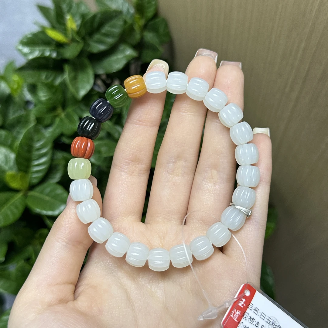 8.5mm白玉彩色瓜珠手串