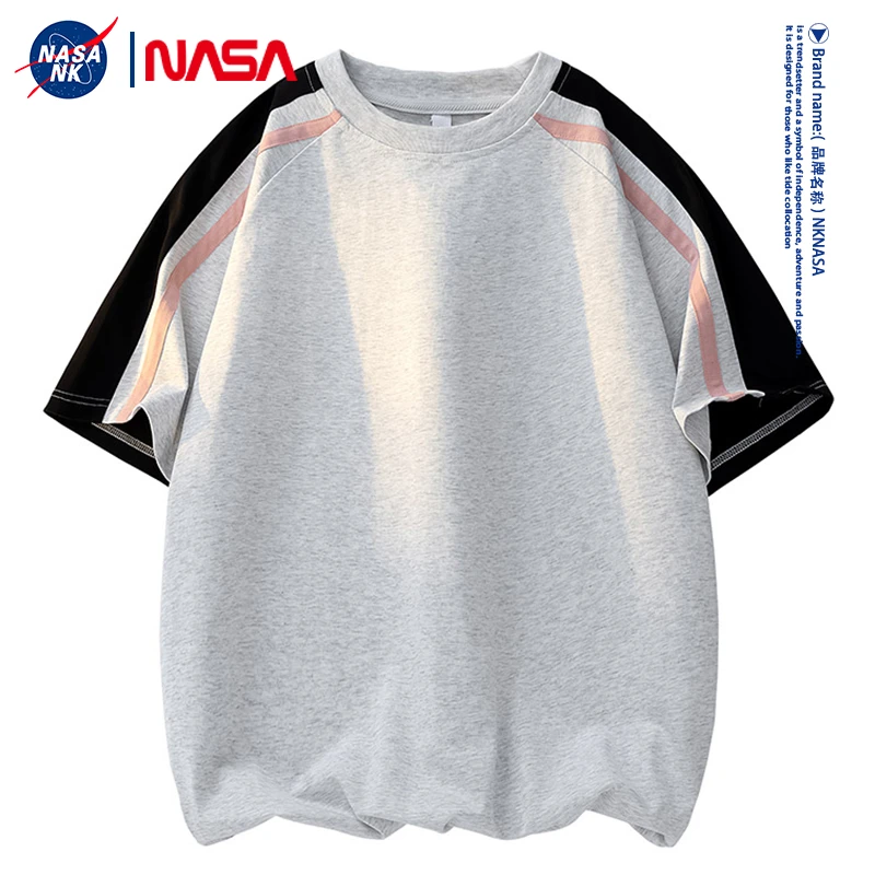 NASA联名运动撞色短袖t恤男士夏季速干2025新款休闲宽松潮流半袖