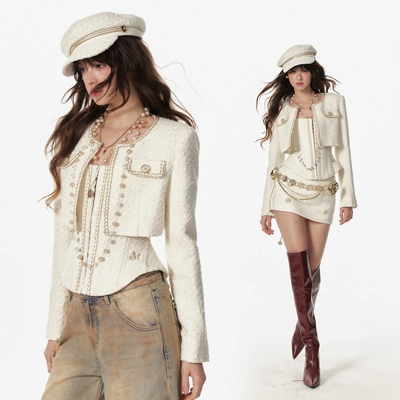 【Kumii粉丝专享】4muggle原创设计小香风短外套立体胸衣半裙三件套