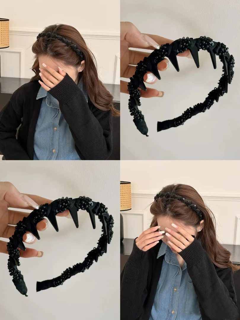 「MyFioielli｣高级感串珠波浪发箍女新款蓬松高颅顶百搭显脸小FG9