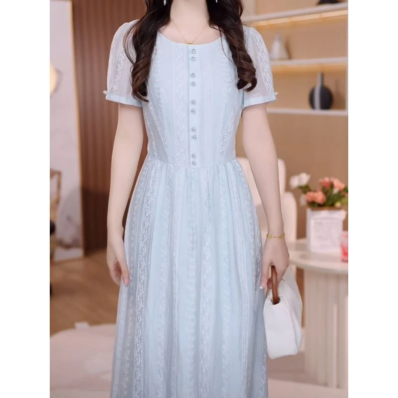 高级冰丝面料时尚洋气优雅礼服裙2025夏季新款中年妈妈减龄连衣裙