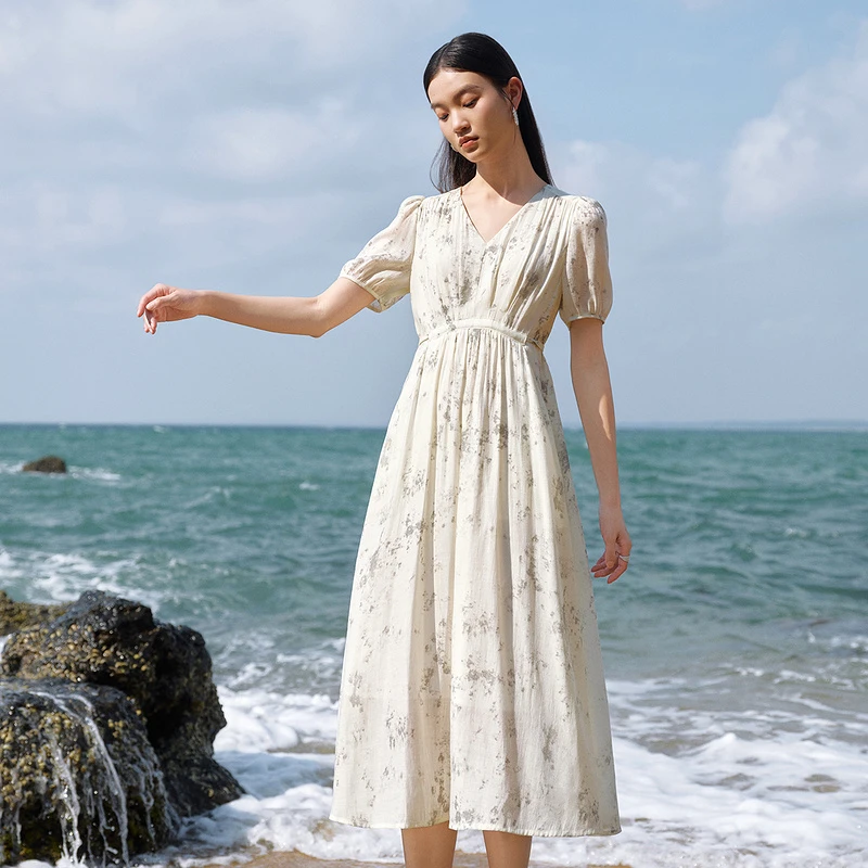 【小铃铛专属】MOFAN摩凡夏新款灰色花纹连衣裙MDL463512