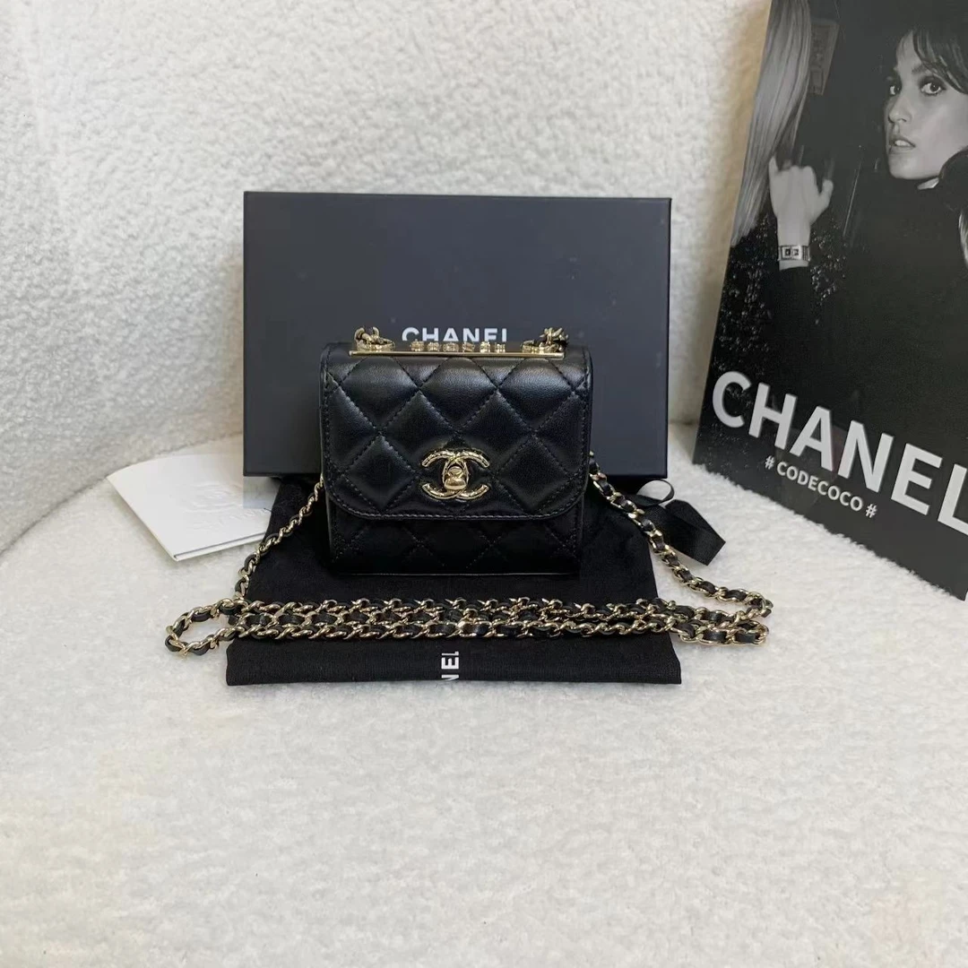 99新 Chanel/香奈儿 壹臻/黑金羊浮雕trendycc mini woc 98548855