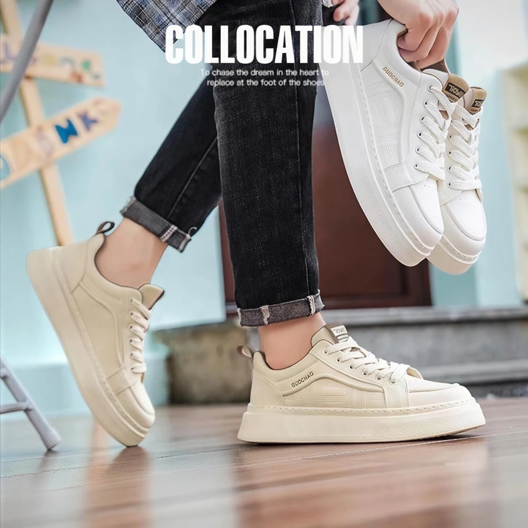 低帮休闲风休闲休闲板鞋拼色夏季厚底百搭男士休闲鞋鞋子小白鞋