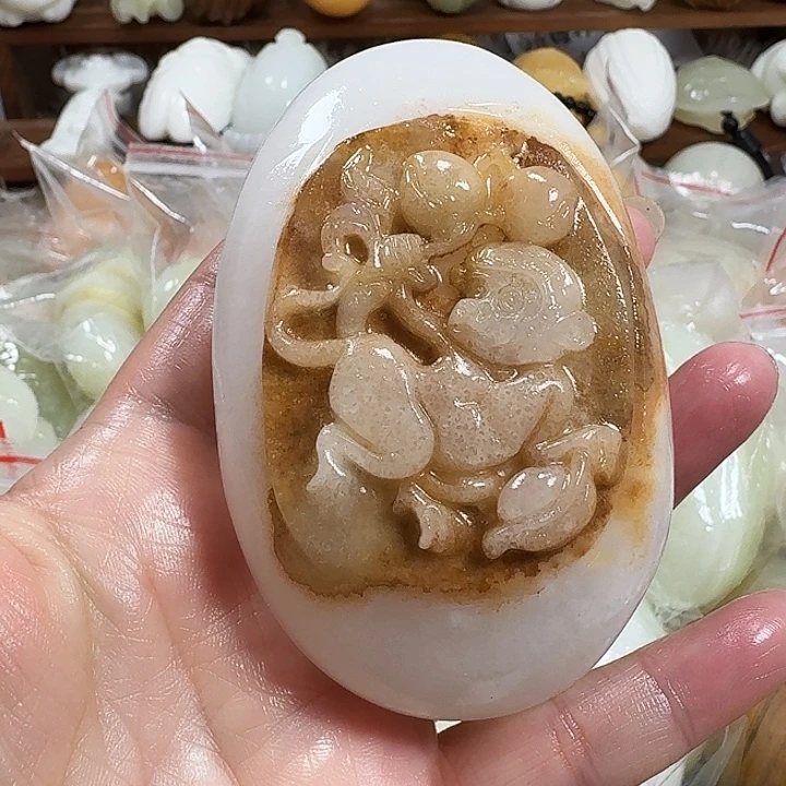 ****囍砖雕石头手把件不退不换