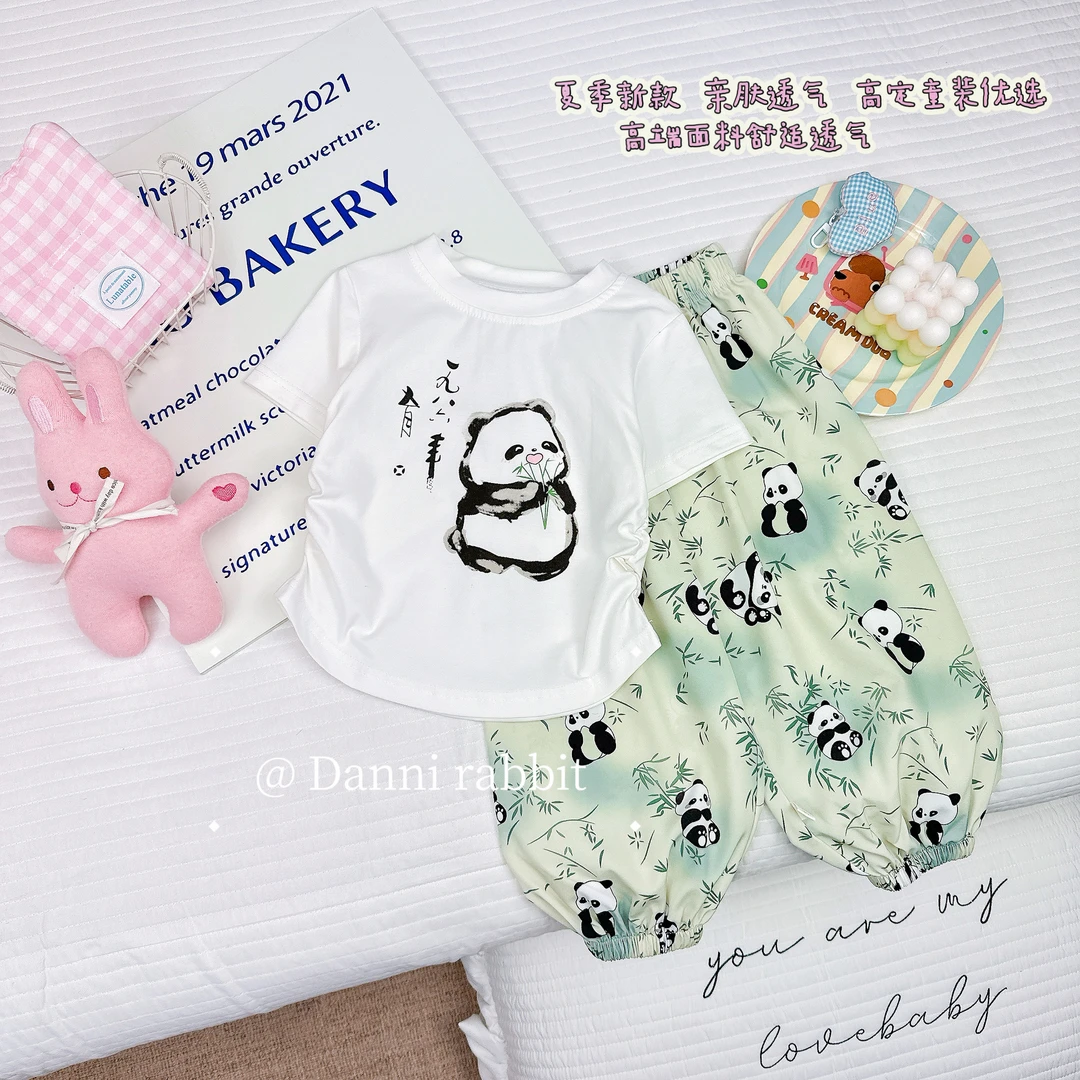 【Dannirabbit】*国风时尚*国宝熊猫+柔软好穿女童套装G-6018