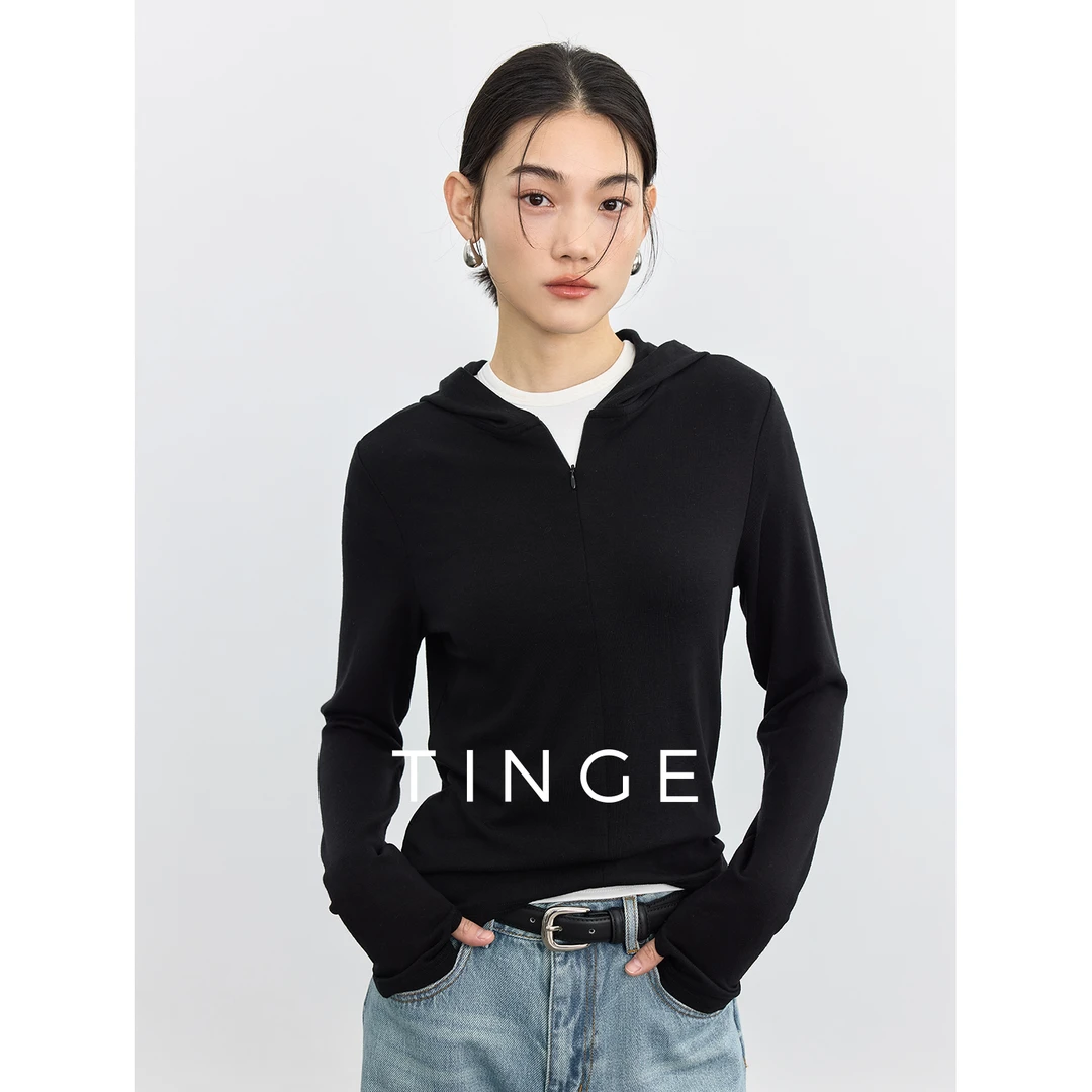 贴己老钱风修身半拉链帽衫卫衣女2025新款春季透气轻量外套