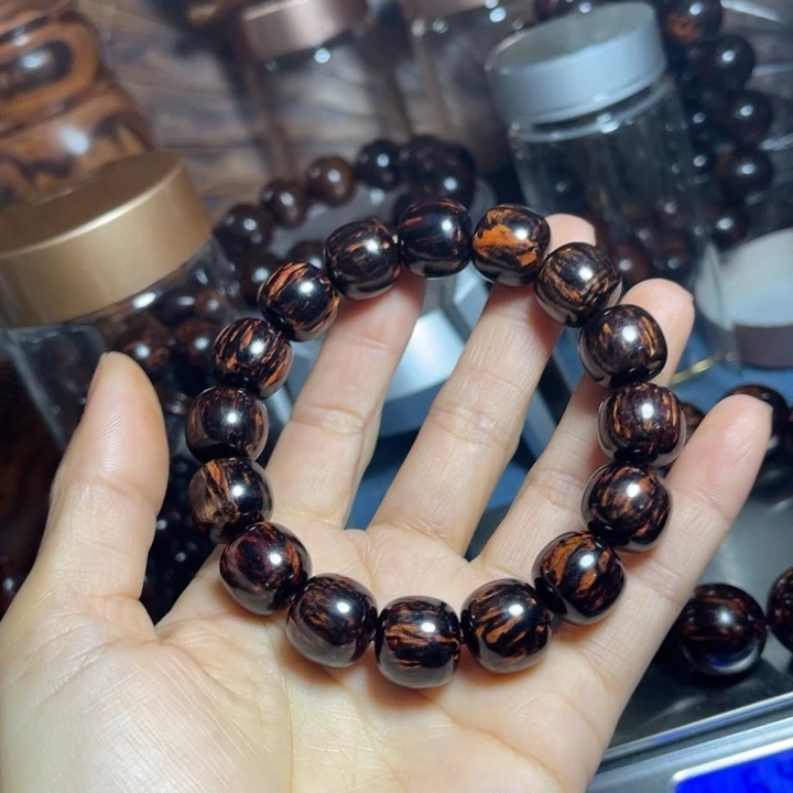 润***考端景台花梨木类海南红降1314黑金手串