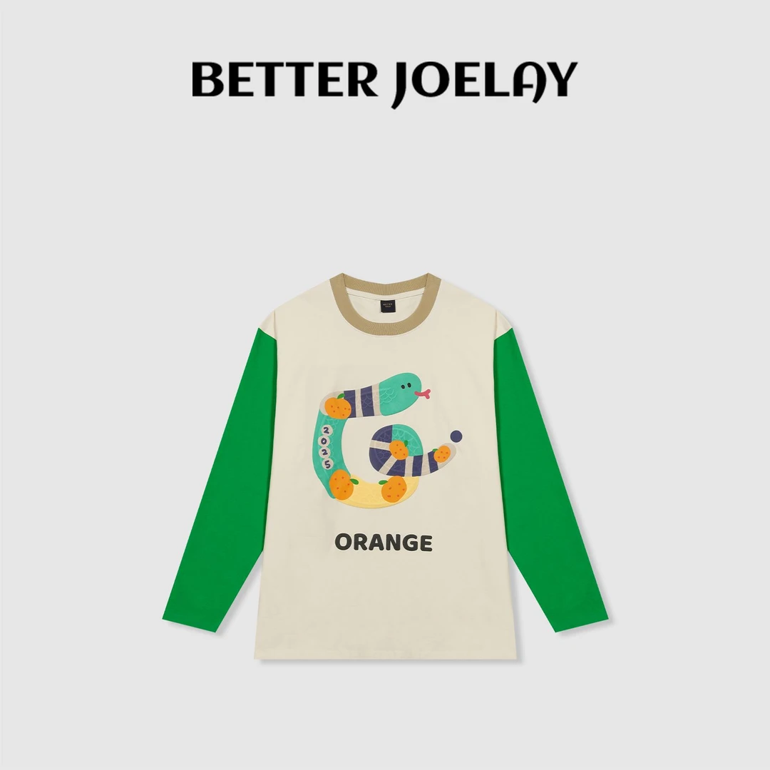 BETTER JOELAY-【顽皮贪吃蛇】时尚百搭休闲T恤长袖慵懒简约KH1552