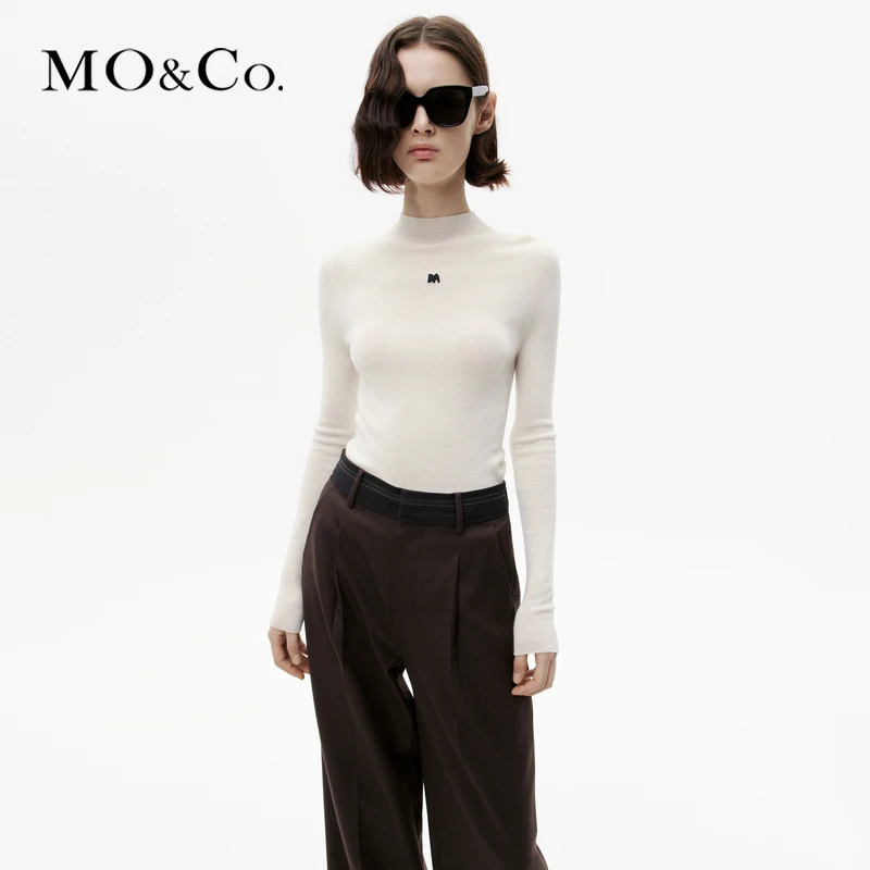 【美丽诺绵羊毛】MOCO冬季无缝一体高领修身针织衫MBC4SWTK07