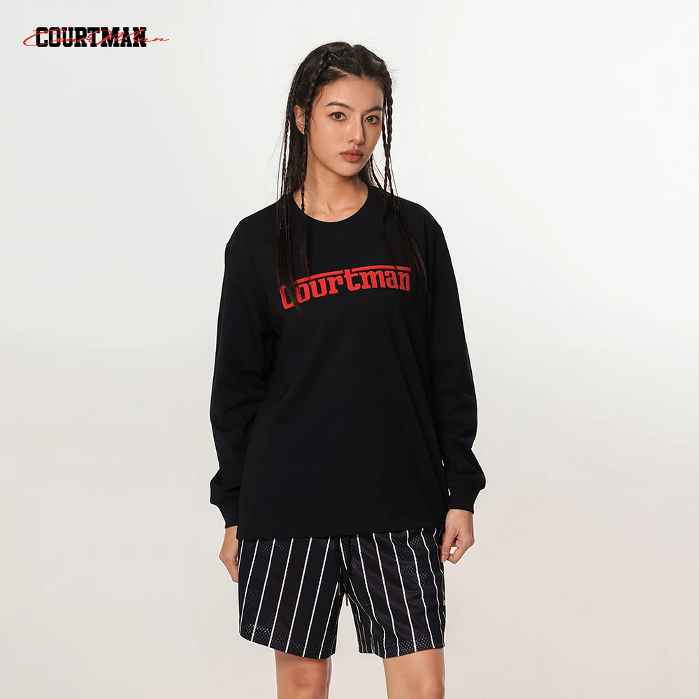 COURTMAN野球帝 运动长袖美式圆领T恤打底衫篮球训练服投篮服男女