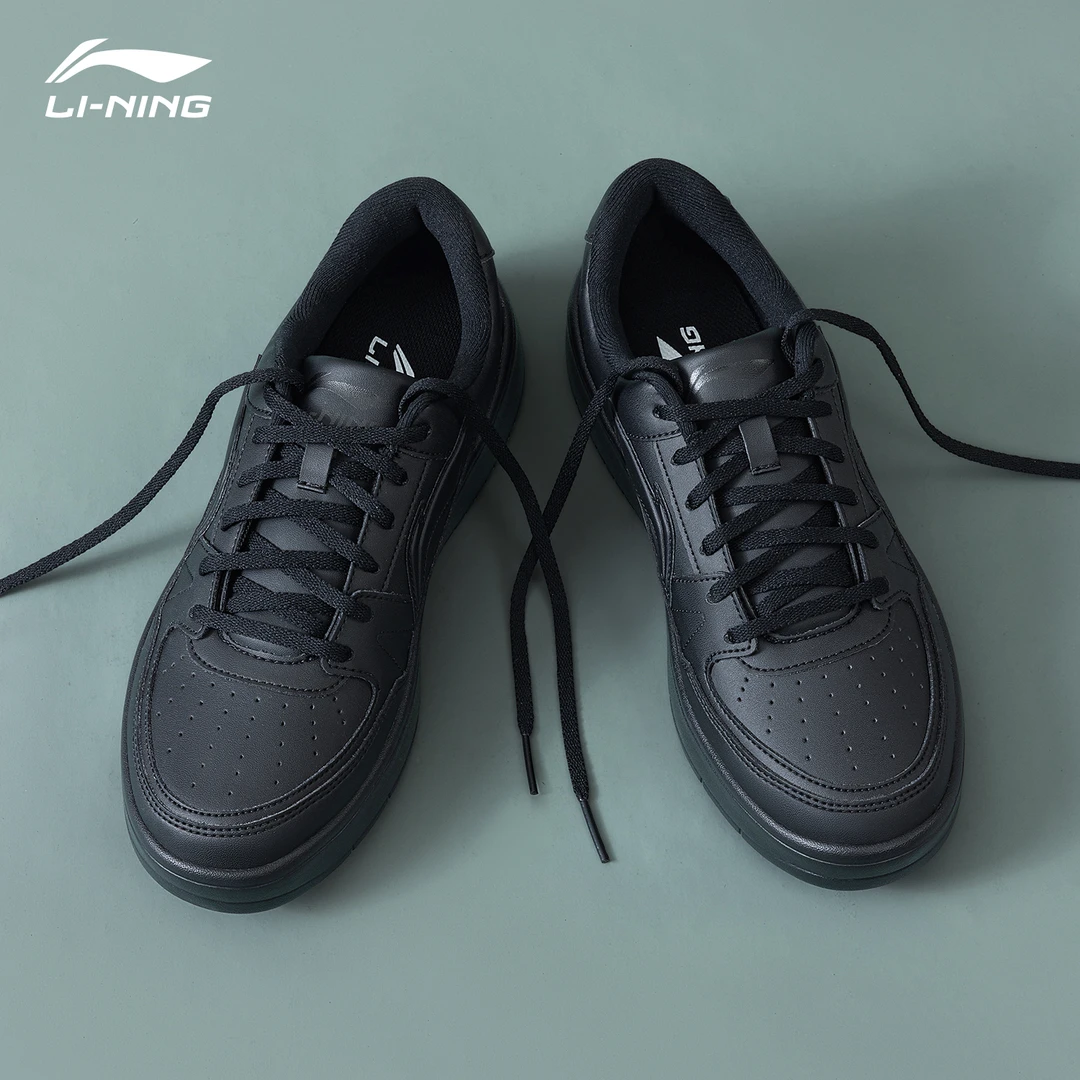 李宁月临男鞋板鞋低帮百搭休闲鞋轻便舒适经典潮鞋黑色男士运动鞋