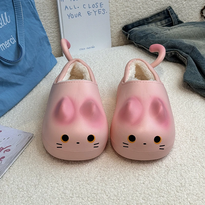 FANGEAY/范杰亚可爱鼠拖鞋女2025年秋冬季包跟家居厚底保暖棉鞋