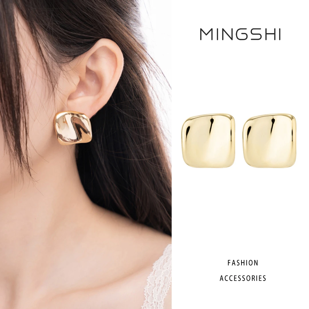 名式 铜合金耳饰 欧美个性气质轻奢法式简约冷淡风方形耳环QJD119