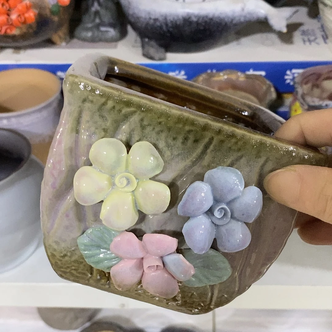 摆件陶盆有孔 瑕疵介意勿拍