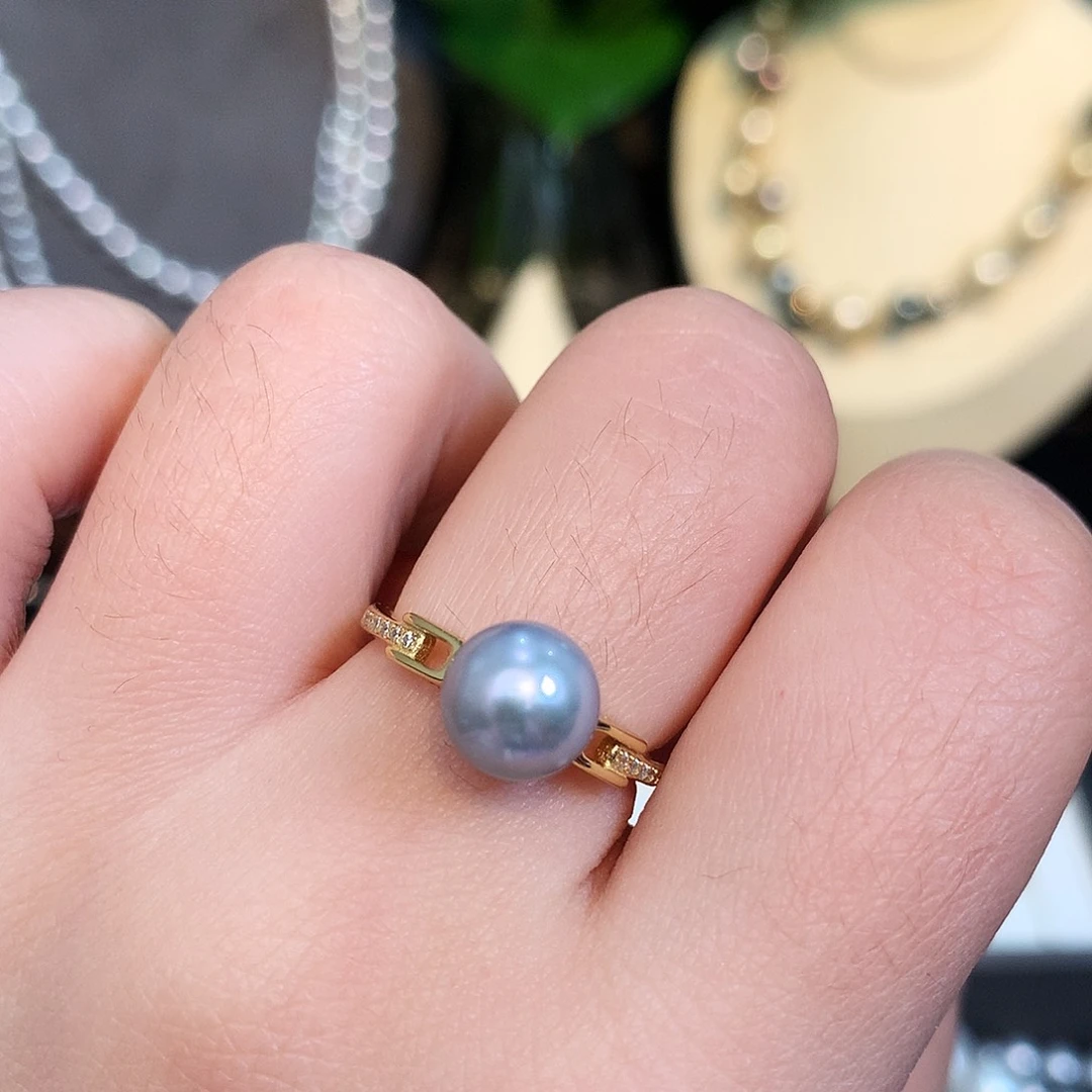 海水珍珠银S925镶嵌戒指