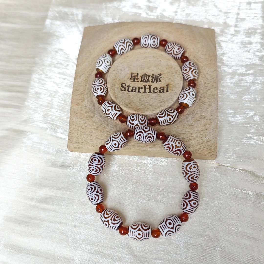 六六大顺红肉六眼T珠珠玛瑙手串-多样性发其一-s1119