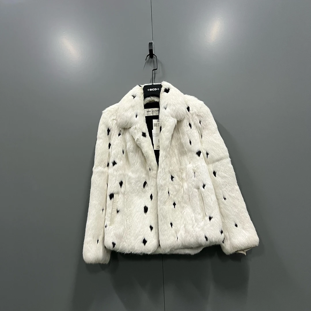 99新 YSL/圣罗兰 qq213斑点皮草外套 36码