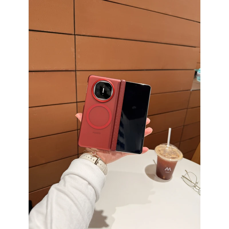 适用于华为Matex6/Matex5透明磨砂磁吸中轴折叠手机壳