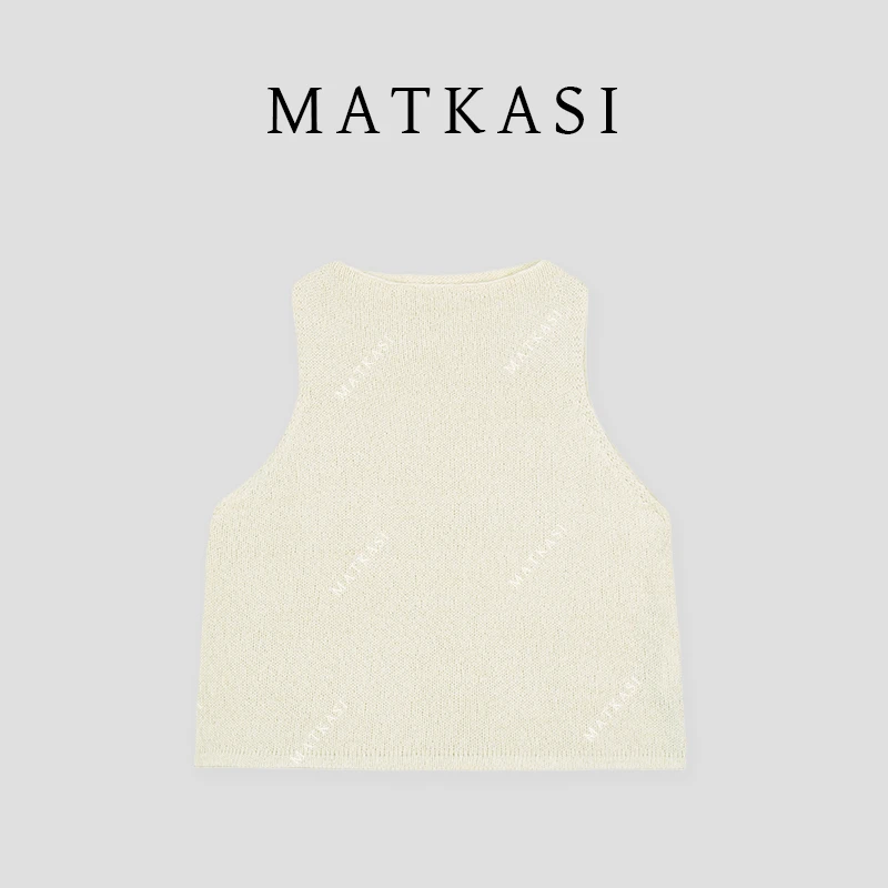 MATKASI 设计感时尚气质休闲百搭日常通勤绝复古鱼嘴领针织背心