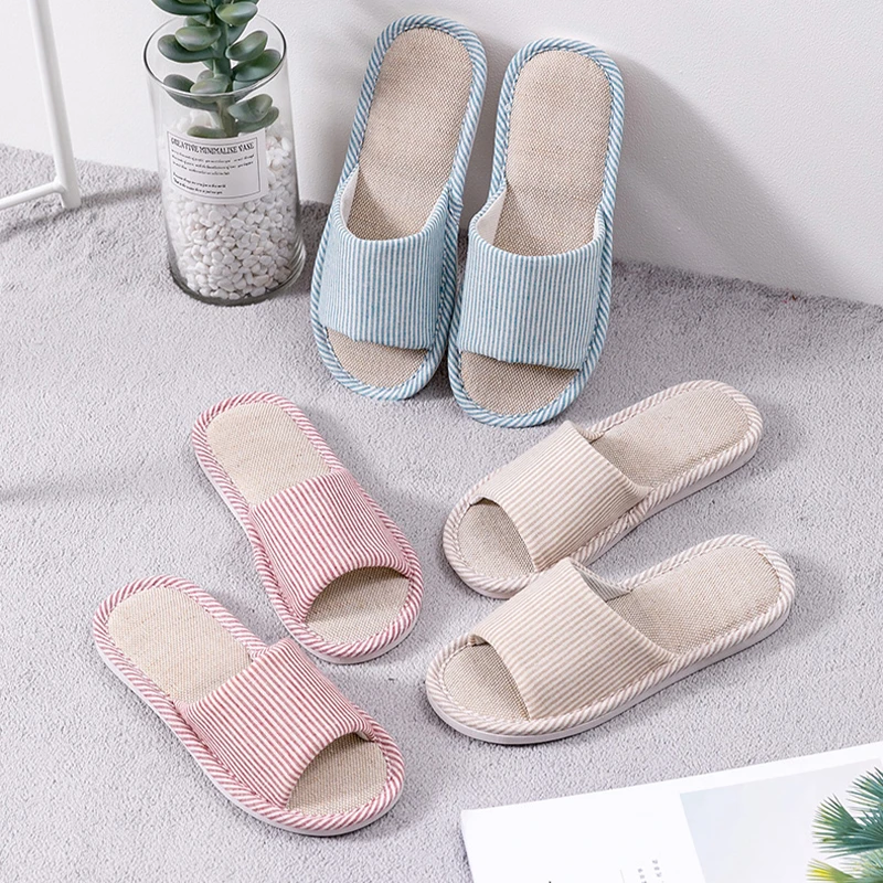 【反季热卖】夏季简约居家棉麻布艺透气吸汗四季防滑室内软底凉拖鞋