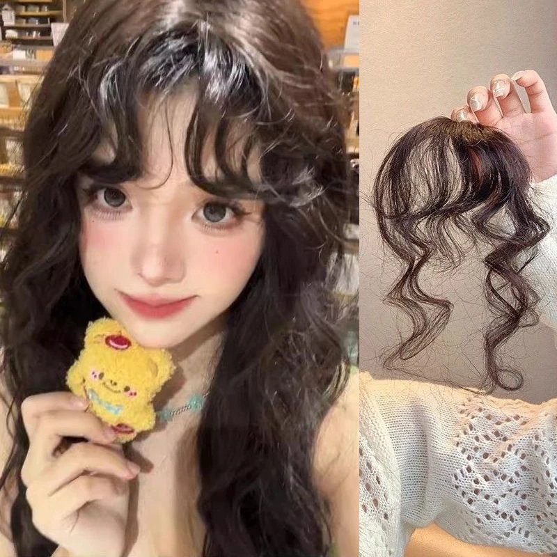 全真人发羊毛卷假刘海女无痕隐形自然前额刘海假发女法式修颜减龄