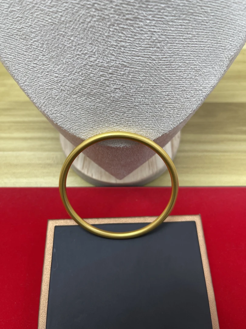 18k 古法磨砂素圈卡4mm手镯简约高级百搭手镯-zjc