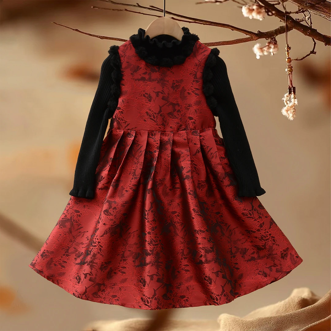 YF990国风百褶儿童连衣裙（不含内搭）