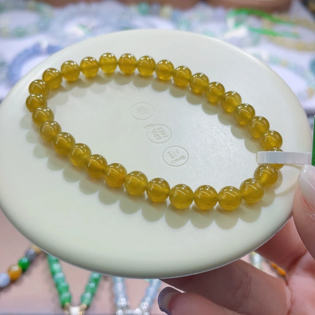 未镶嵌手链翡翠高冰茶黄卡6