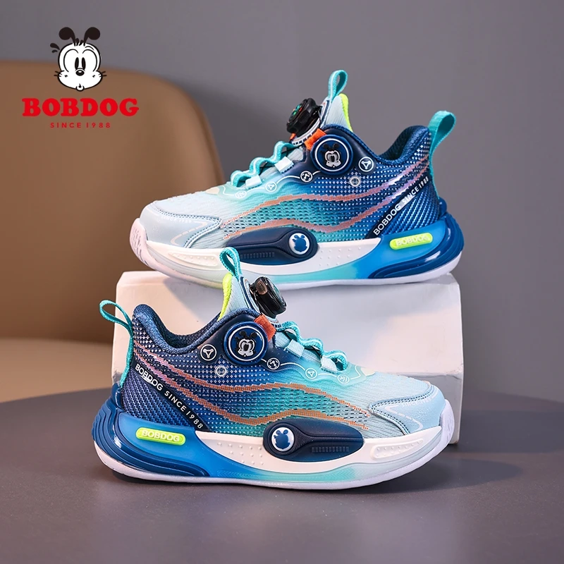 巴布豆童鞋男童篮球鞋儿童春秋新款透气网面中大童学生减震跑步鞋