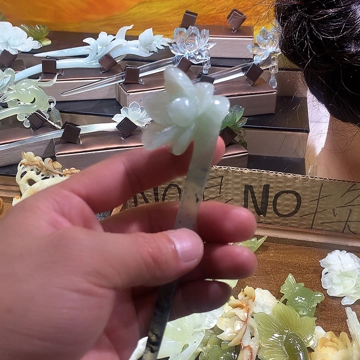 合金蛇纹石玉发饰