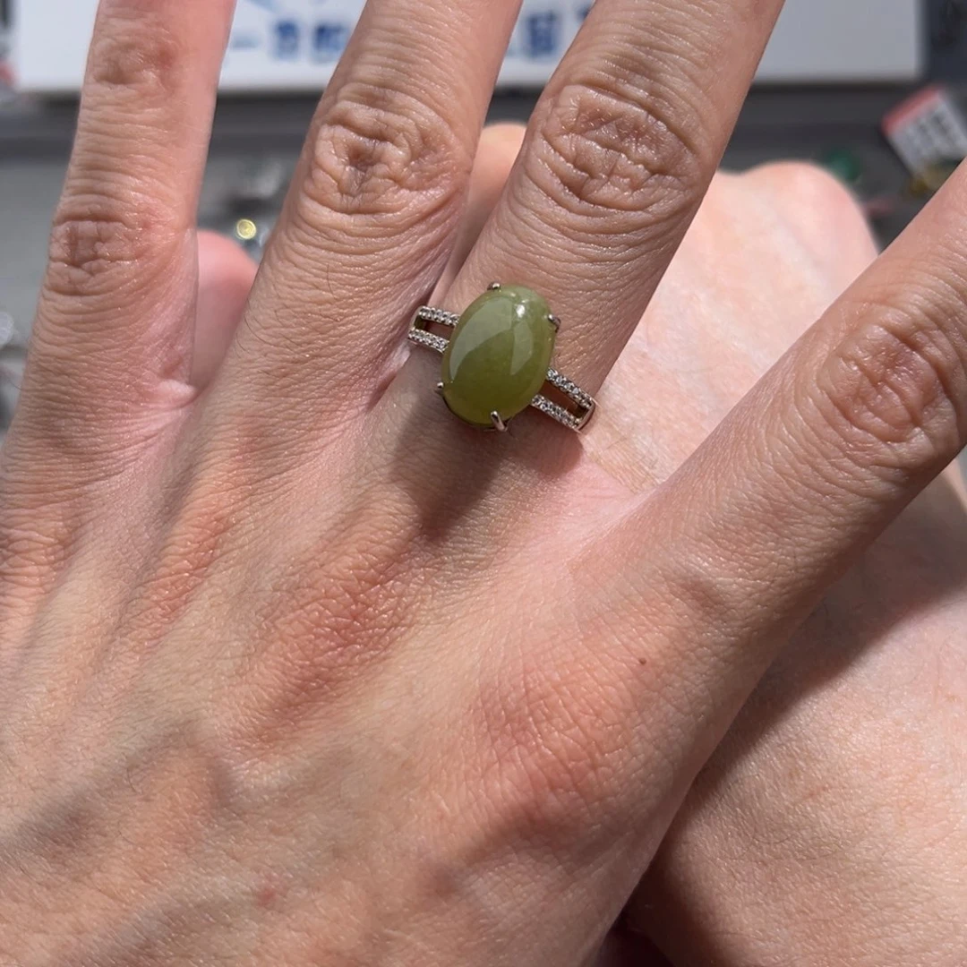 翡翠戒指银S925镶嵌jmkkk